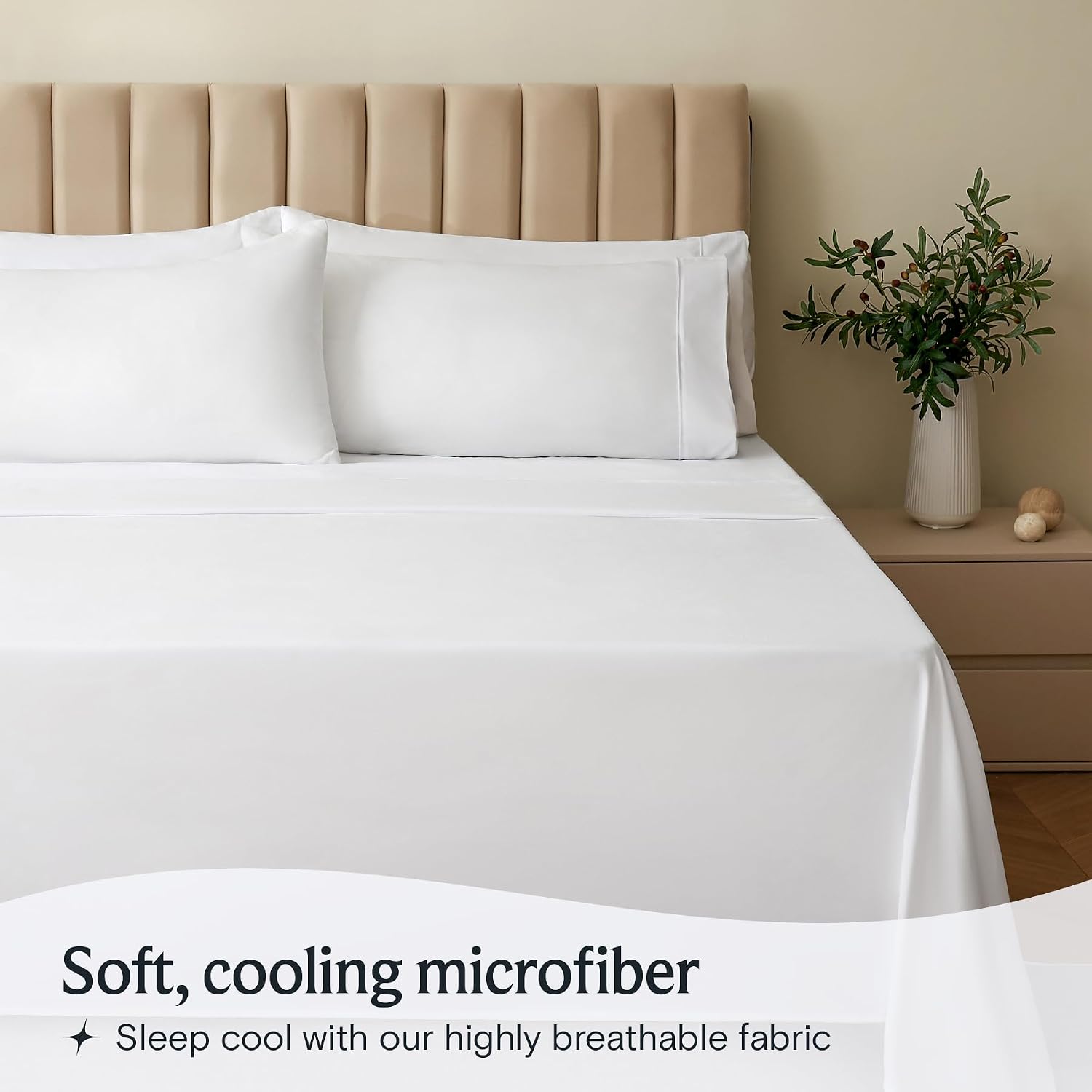 Pillow cases 2 pack - eco friendly wrinkle free cooling pillow cases with satin trim - machine washable hotel bedding silky soft - White Standard/Queen - view 3