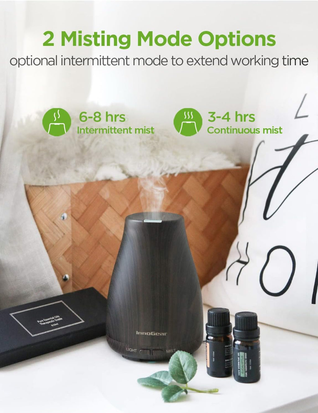 100ml Essential Oil Diffuser for Home with 6 Oils Gift Set, Brown | Gift Set, Essential Oils, Aromatherapy, Automatic Shut-Off, Portable, Quiet, Run up to 8hrs, Cool Mist Humidifier, Large Room - view 3