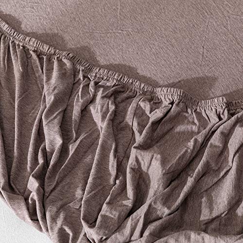 Queen Fitted Sheet Fits Up to 15" Deep Pocket, Solid Brown Coffee - view 5