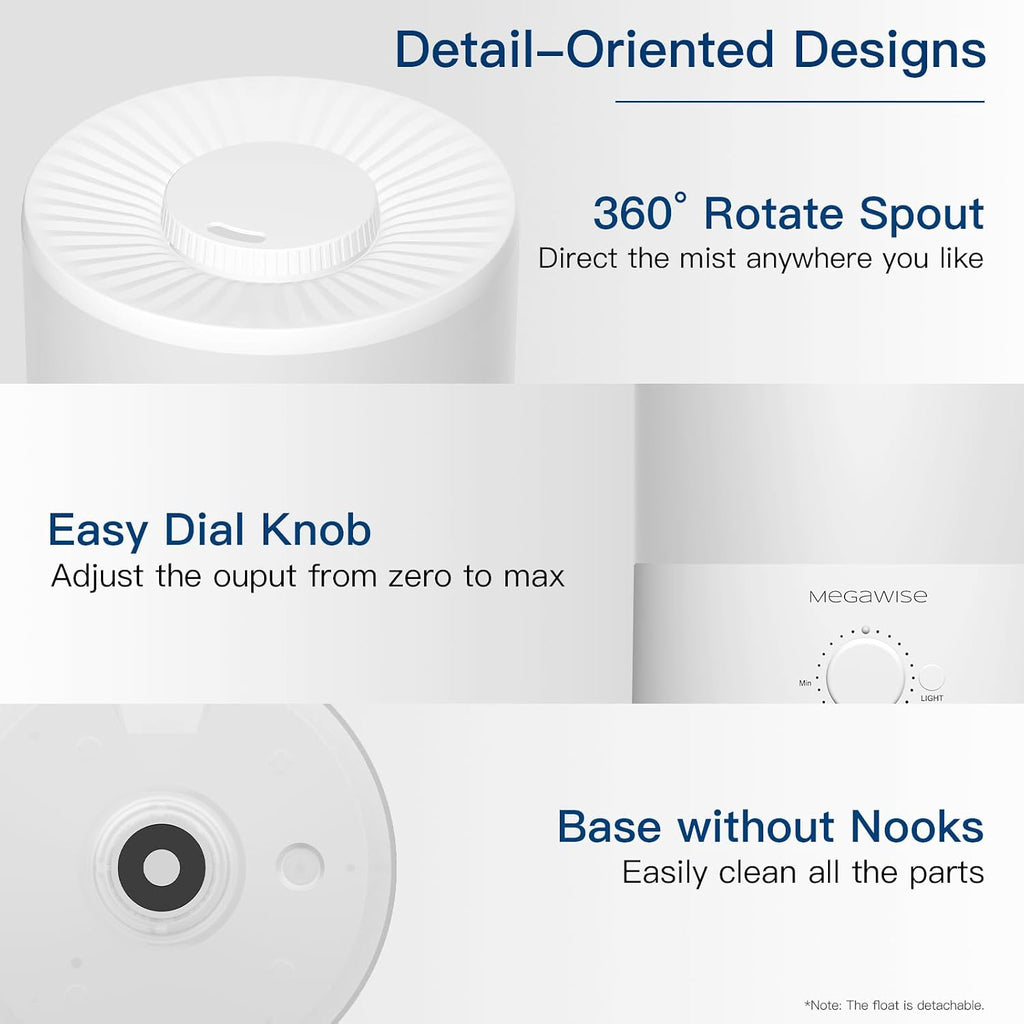 Cool mist humidifiers for bedroom, 2L tank ultra-quiet humidifier for large room, 40H runtime with 7 color ambient light, auto shut-off protection - view 3