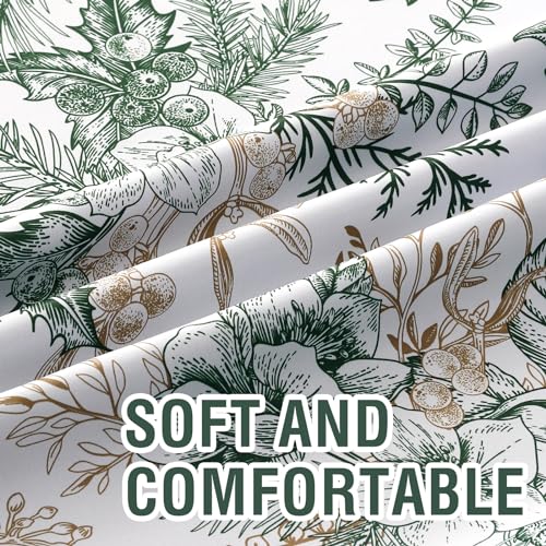100% Blackout Window Curtain Panels Light Blocking Drapes with Black Liner Thermal Vintage Floral Draperies Back Tab/Rod Pocket Curtains for Bedroom(2 Pieces, 52 x 96 Inches, Moss/Wheat) - view 5