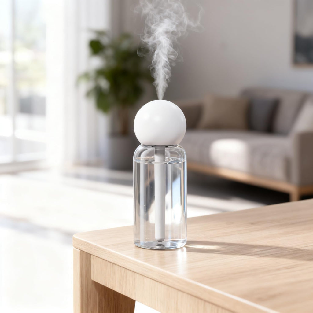 Small Humidifier for Bedroom - Portable Mini Cool Mist Humidifier for Desk, Car & Travel, 220ml Compact Humidifier for Plants Indoor, Quiet Operation, Auto Shut-Off, Adjustable Mist Modes