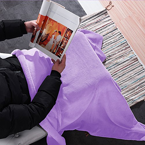 Throw Blanket 50"x60", Soft Plush Fleece Throws for Sofa, Travel, Camping, Airplane - 2 Pack Violet&Teal - view 2