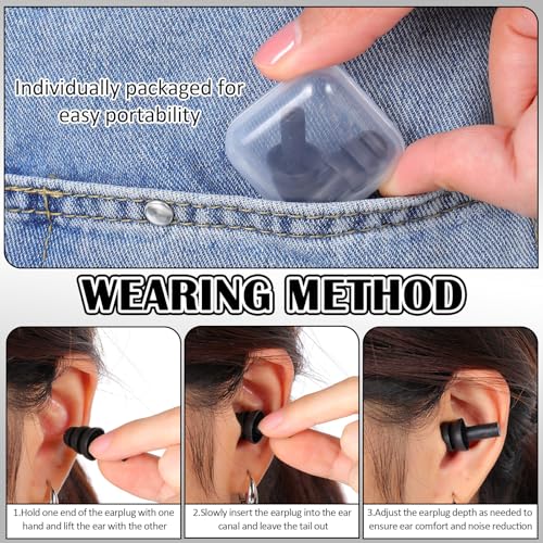 100 Pairs Silicone Ear Plugs Bulk with Case Nrr 29db, Black - view 5