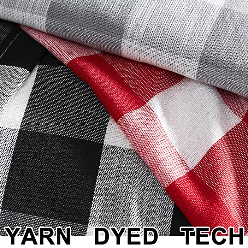 Red White Buffalo Check Semi Sheer Curtain Panels Gingham Plaid Textured Curtains Drapery,Farmhouse Grommet Window Drapes for Small Window,2 Panels,40"x54" - view 3