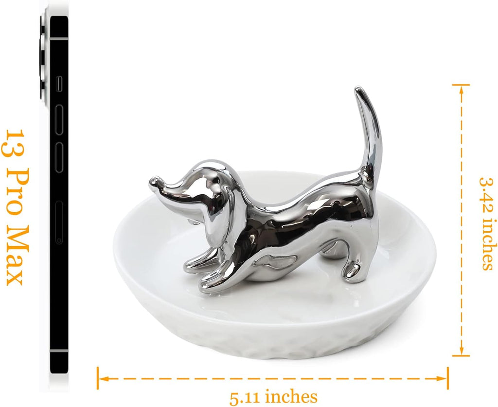 Dog ring holder, ceramic silver jewelry holder, mother's day gifts for dog mom gifts for women Christmas, Valentines - view 6