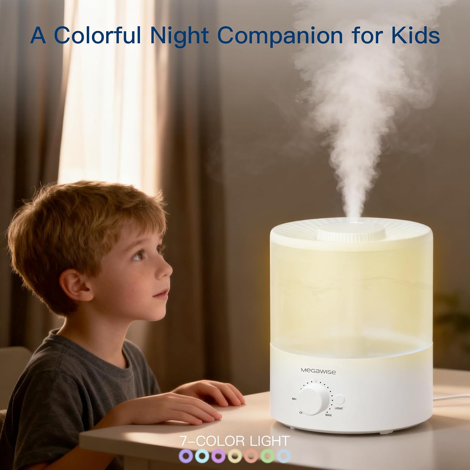 Cool mist humidifiers for bedroom, 2L tank ultra-quiet humidifier for large room, 40H runtime with 7 color ambient light, auto shut-off protection - view 6