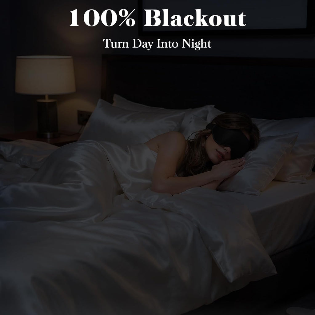 3D Eye Mask Sleep Mask for Men & Women, 100% Pressure-Free & Light Block-Out Eye Mask for Sleep with Easy Adjustable Strap, Night Eye Cover for Travel, Black - view 2