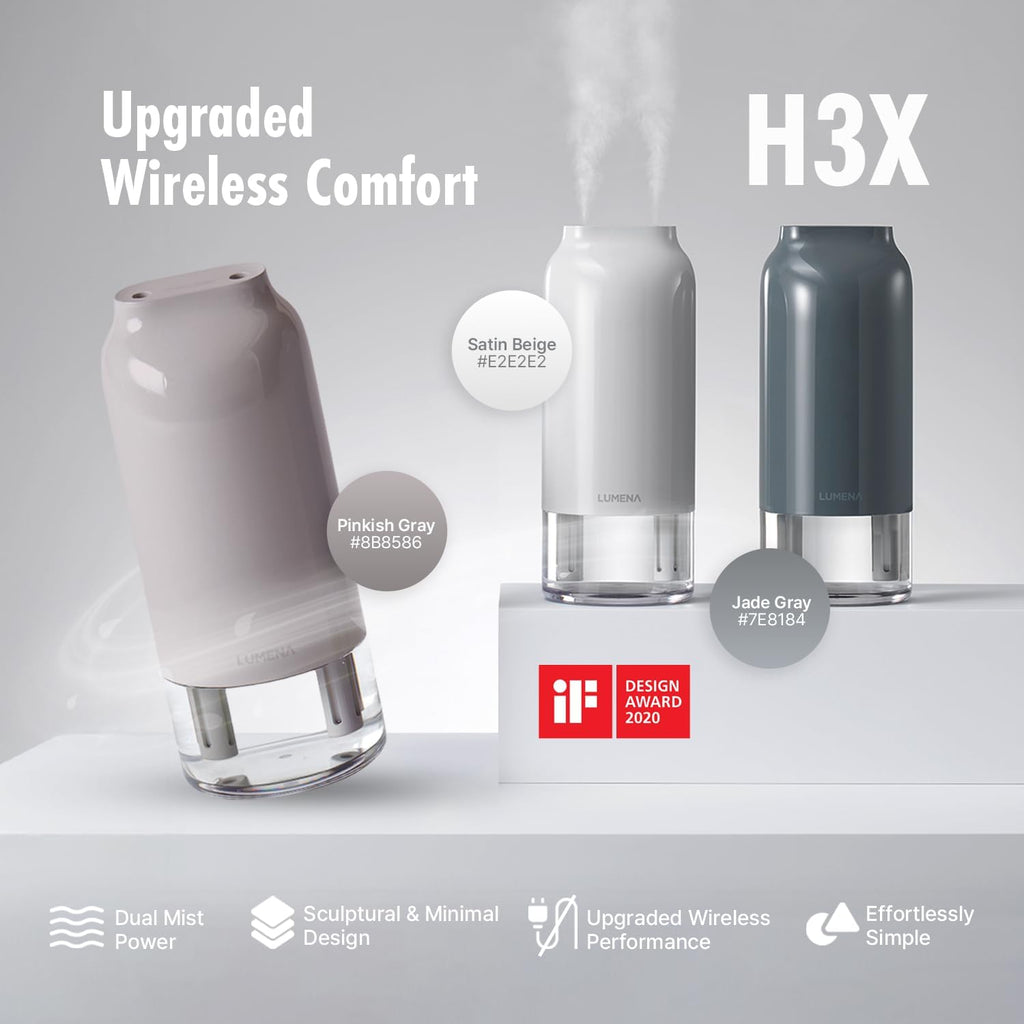 H3X Dual Mist Humidifier, 700ml Portable Cool Mist Humidifier with Mood Light, Auto Shut-Off, Wireless Personal Humidifier for Bedroom, Office & Home (PINKISH GRAY) - view 2