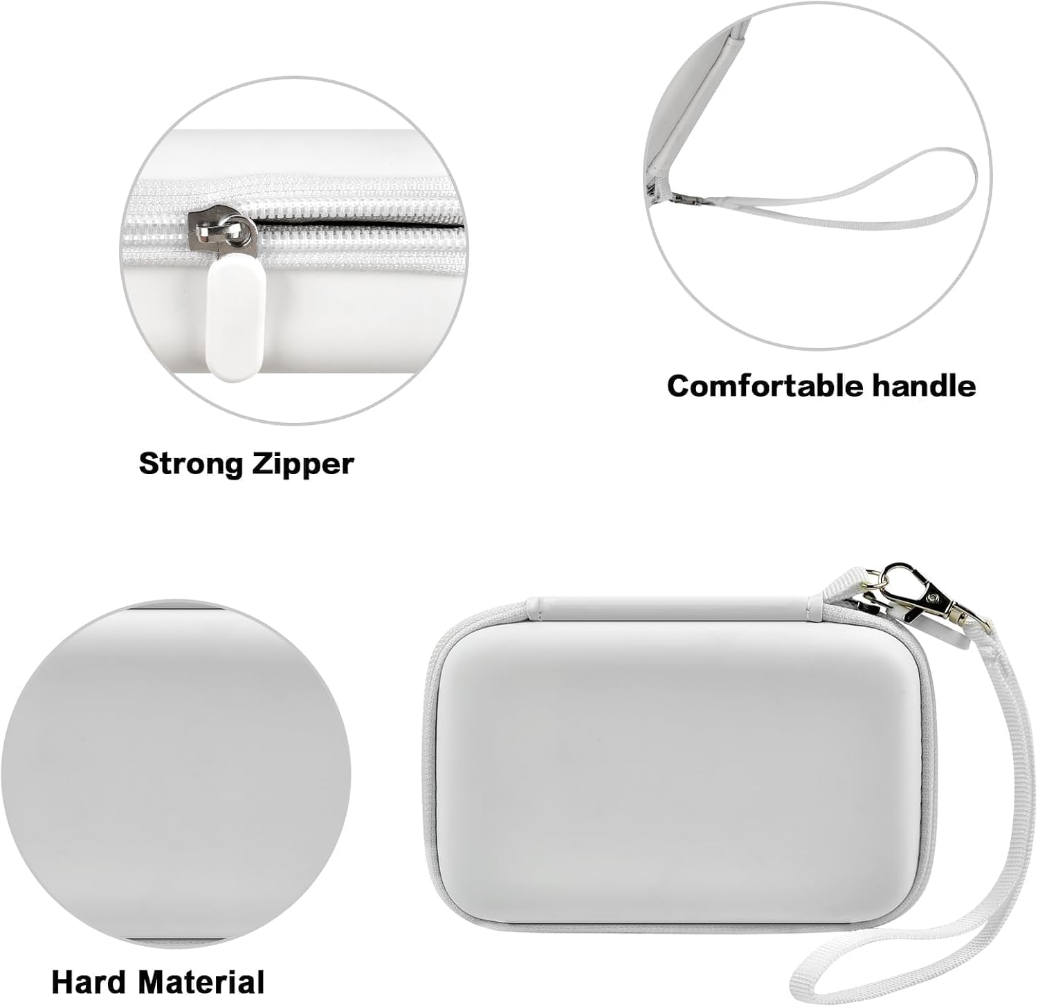 Hard case for 3-in-1 charging station | foldable charger station, hard shell case, with strap, mesh pocket, case only white - view 3