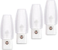 Plug-in night light, dusk to dawn sensor, warm white, 4 pack | Warm white sensor night light, ideal for nursery, bedroom, bathroom, hallway, stairs & kitchen