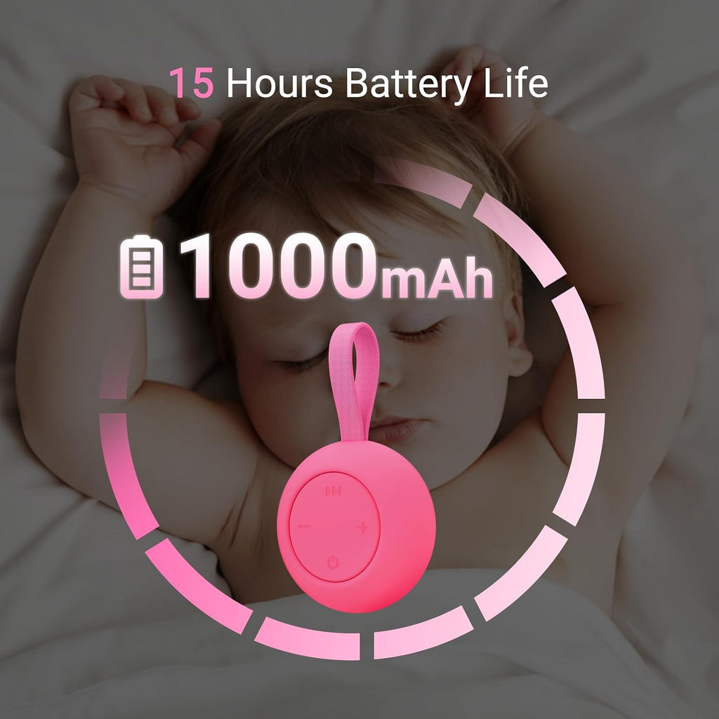 Portable baby sound machine [white noise for babies kids adults] [sleep soother] [12 soothing sounds] 15 hours battery life, registry gift, shower, clips on baby stroller Rose - view 3