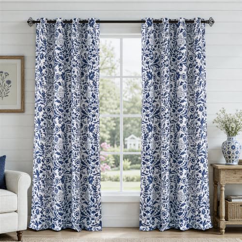 Julia Blackout Curtains Grommet 2 Panels, W52xL84, Navy