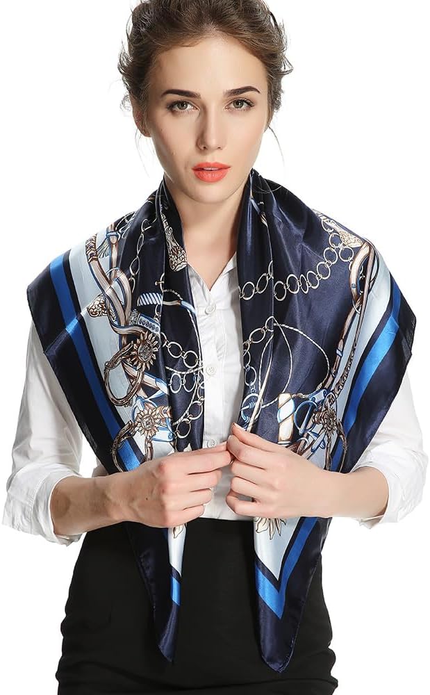 35 x 35 Satin Square Scarf for Women, Silk-Feel Hair Wrap, Large Bandana, Neck Wrap, Headscarf & Fashion Accessory - view 2