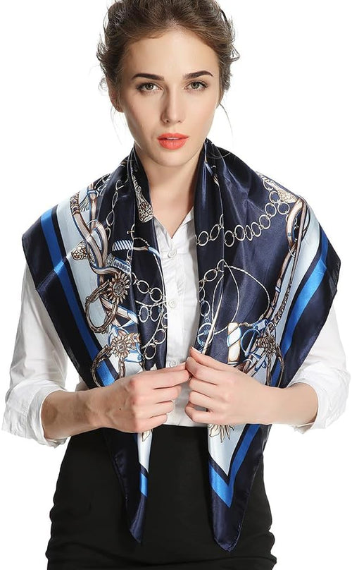 35 x 35 Satin Square Scarf for Women, Silk-Feel Hair Wrap, Large Bandana, Neck Wrap, Headscarf & Fashion Accessory - view 2