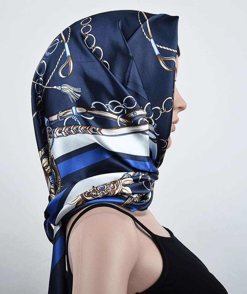 35 x 35 Satin Square Scarf for Women, Silk-Feel Hair Wrap, Large Bandana, Neck Wrap, Headscarf & Fashion Accessory - view 3
