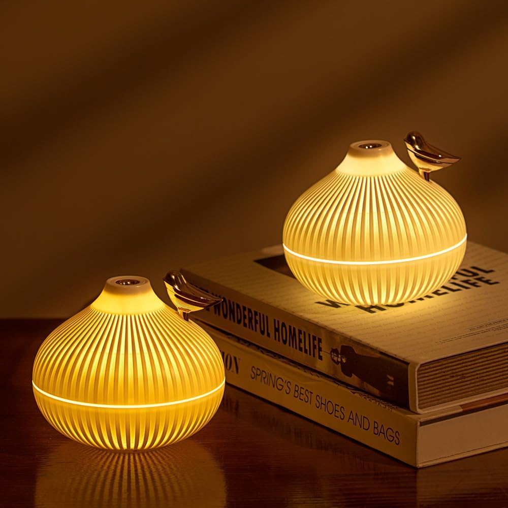 Portable Small Onion Humidifier, 300ml Desktop Mini Plug-in Humidifier with 3-Color Warm Night Light, for Bedroom Home Office Travel - view 4