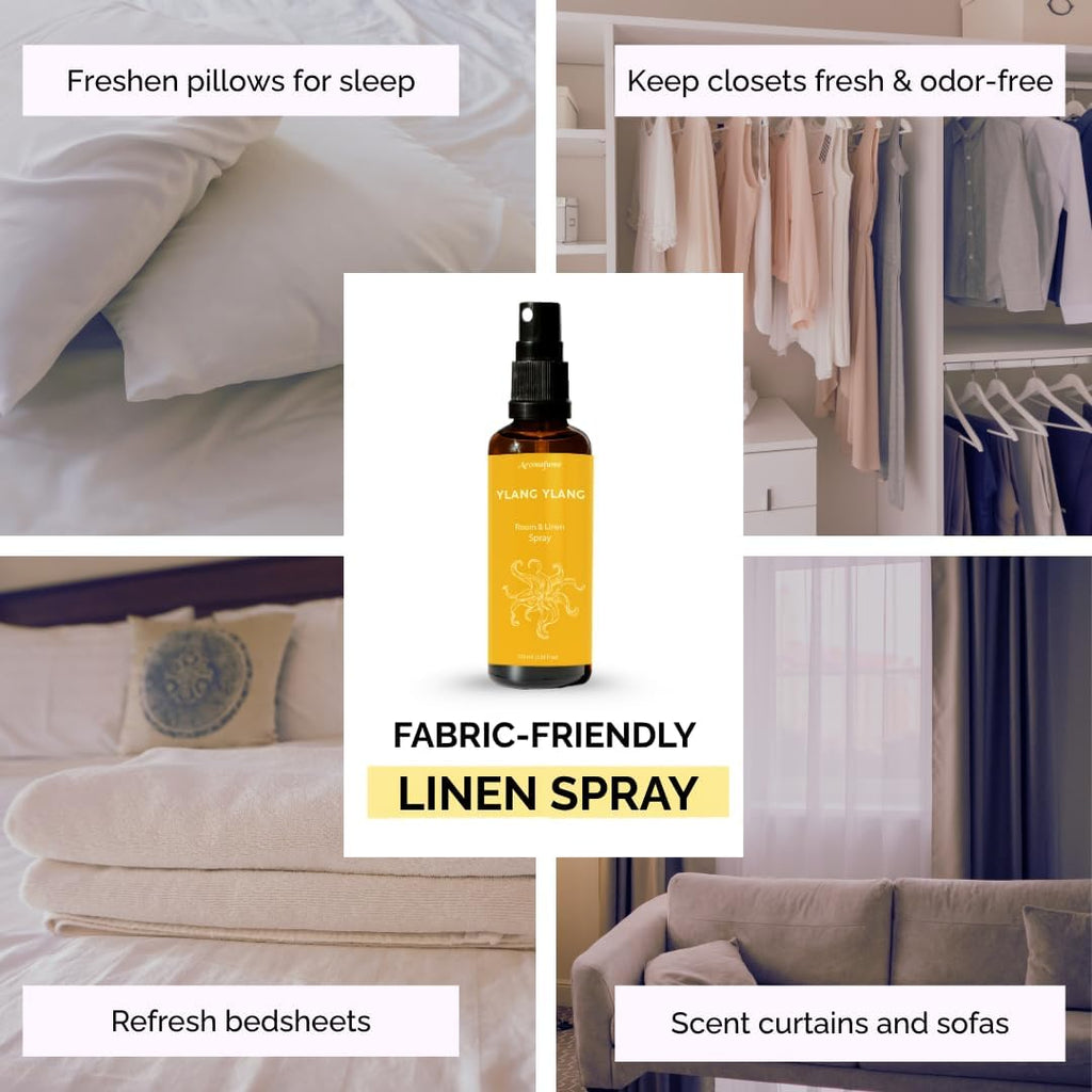 Ylang Ylang Air Freshener Spray for Room, Linen & Pillow 100ml | Made with Pure Ylang Ylang Essential Oil | Aromatherapy Spray to Soothe & Revive | Mist for Bedding, Fabrics - view 4