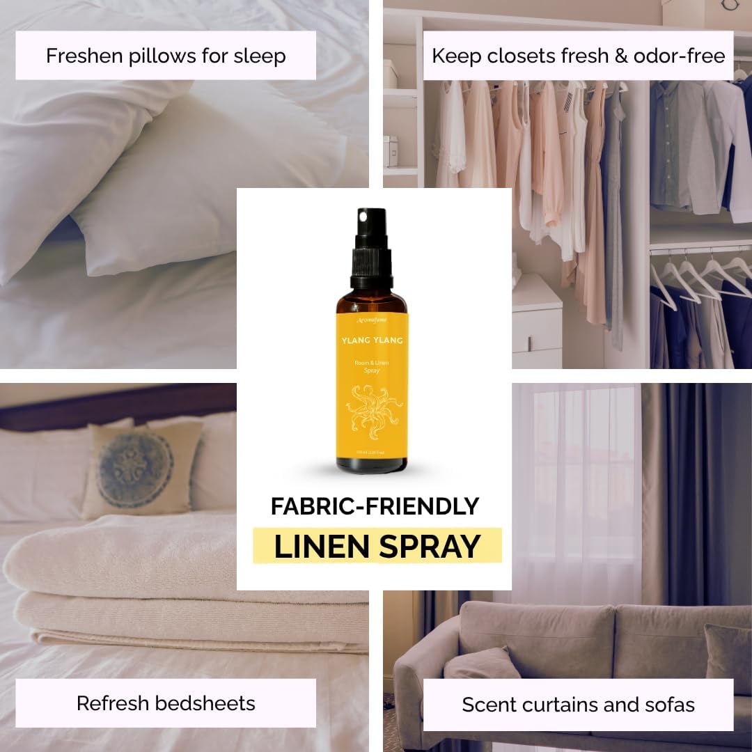 Ylang Ylang Air Freshener Spray for Room, Linen & Pillow 100ml | Made with Pure Ylang Ylang Essential Oil | Aromatherapy Spray to Soothe & Revive | Mist for Bedding, Fabrics - view 4