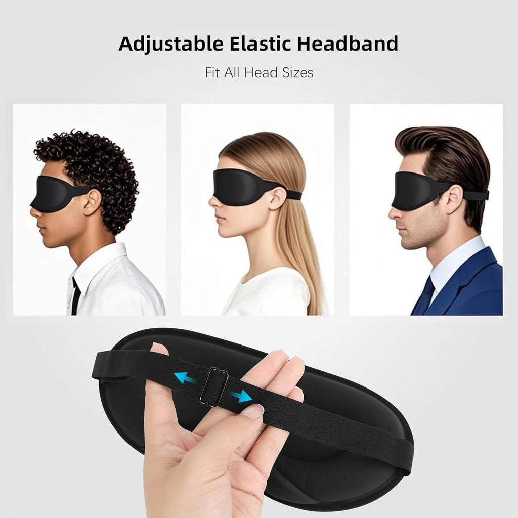 Sleep mask, 3D contoured sleeping mask, 99% light blocking eye mask, zero eye pressure cup blindfold for men women, with adjustable strap for sleeping, yoga, traveling, black - view 5