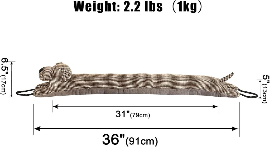 Under door draft stopper decorative wind stopper 36 inch for door & window, weighted animal air draft stopper for bottom of door with hanging loops - brown dog - view 2