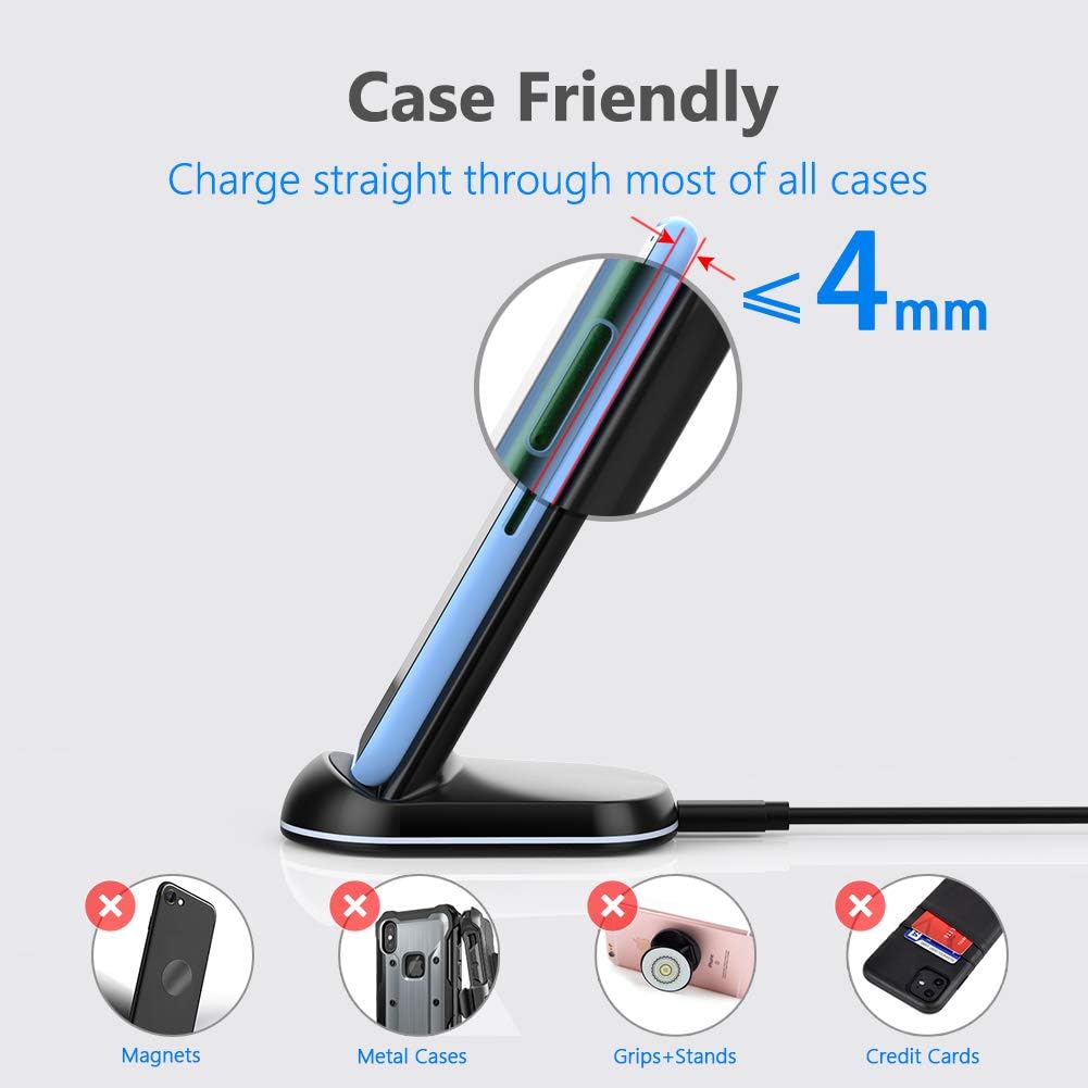 Wireless charger, 10W max wireless charging stand (no AC adapter) | compatible with iPhone 17/17 Pro/17 Pro Max/Air/16e/16/16 Plus/16 Pro Max/15/14/13/SE 2022/12/11/X/8, Galaxy S25/S24/S23/S22 - view 4