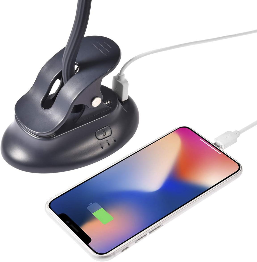 Clip on fan USB battery operated desk clip fan with emergency power bank, baby stroller fan rechargeable personal fan flexible neck 3 speeds great for beach car camping dorm bed office-navy blue - view 3
