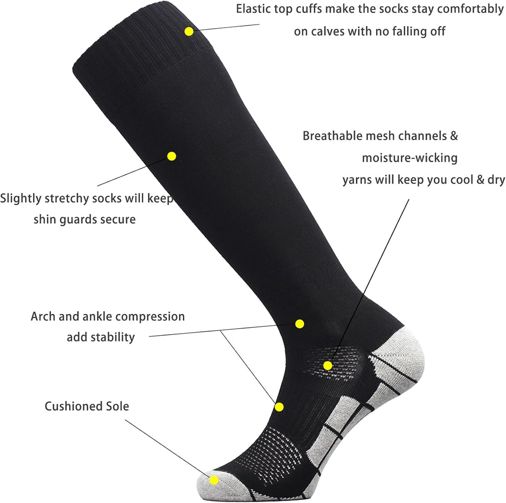 Soccer Socks (1/3/5 pairs) Team Sport Knee High Socks for Adult Youth Kids - view 4