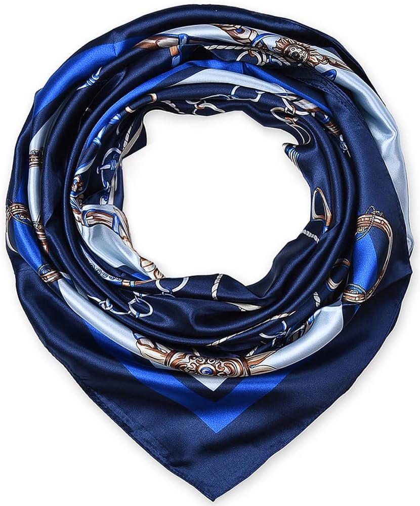 35 x 35 Satin Square Scarf for Women, Silk-Feel Hair Wrap, Large Bandana, Neck Wrap, Headscarf & Fashion Accessory