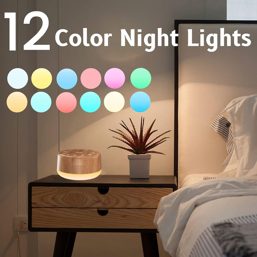 Sound White Noise Machine with 25 Soothing Sounds and Night Lights with Memory Function 32 Levels of Volume and 5 Sleep Timer Powered by AC or USB for Sleeping Relaxation (Wood) - view 4