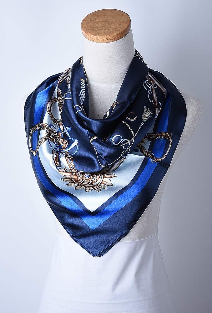 35 x 35 Satin Square Scarf for Women, Silk-Feel Hair Wrap, Large Bandana, Neck Wrap, Headscarf & Fashion Accessory - view 4