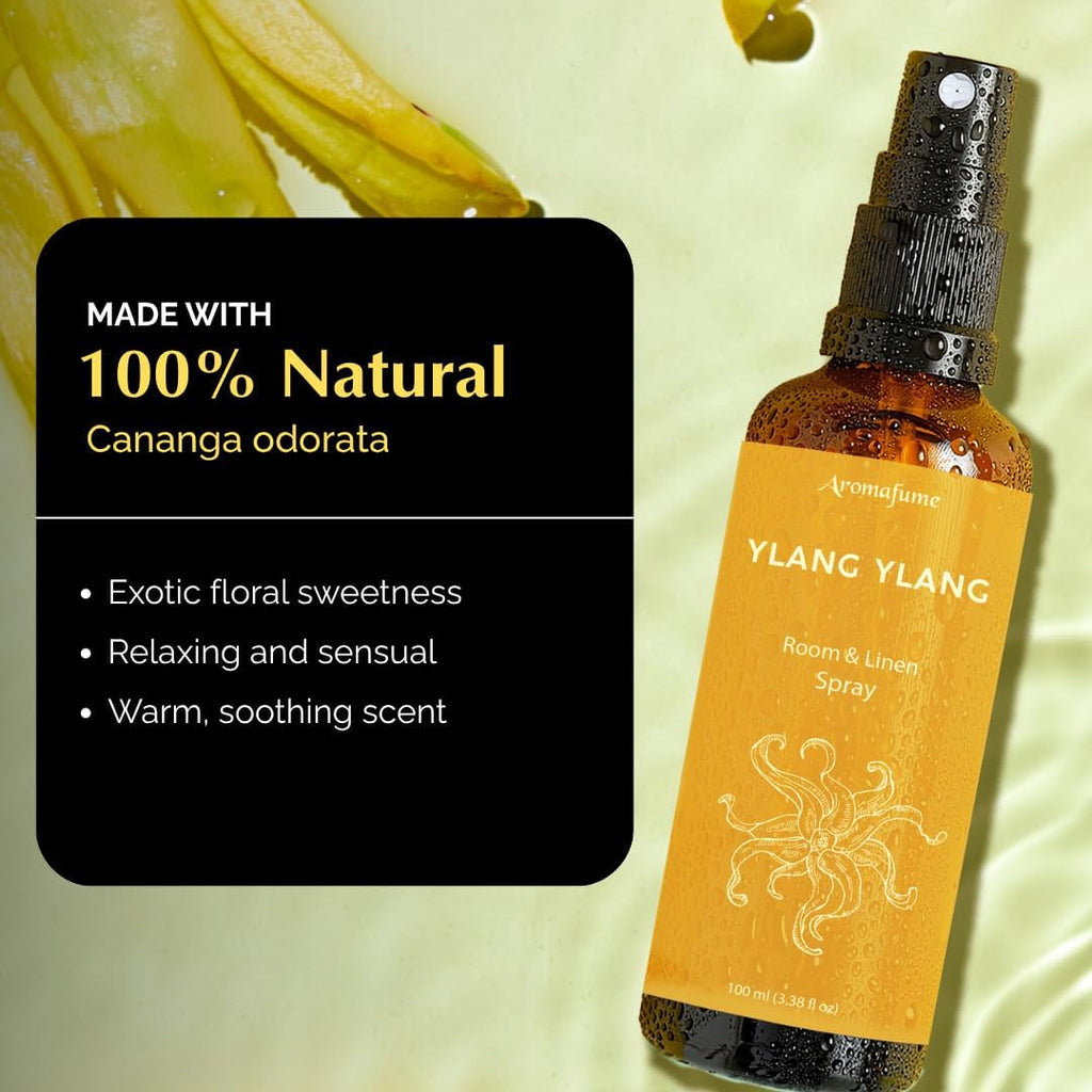 Ylang Ylang Air Freshener Spray for Room, Linen & Pillow 100ml | Made with Pure Ylang Ylang Essential Oil | Aromatherapy Spray to Soothe & Revive | Mist for Bedding, Fabrics - view 2