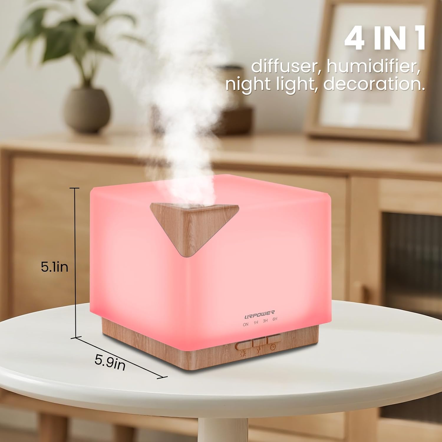 Aromatherapy Essential Oil Diffuser Humidifier, 700ml Large Capacity Modern Ultrasonic Aroma Diffusers Running 20+ Hours with Adjustable Mist Mode/4 Timer Settings for Home Office Study - view 5