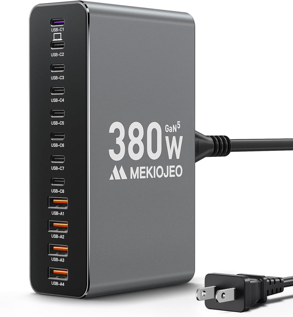 12 ports aluminum alloy 380W charging station fast USB C charger block | 65W laptop GaN charger for MacBook Pro/Air/iPad Pro/iPhone