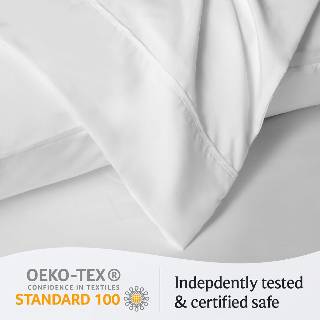 Pillow cases 2 pack - eco friendly wrinkle free cooling pillow cases with satin trim - machine washable hotel bedding silky soft - White Standard/Queen - view 7