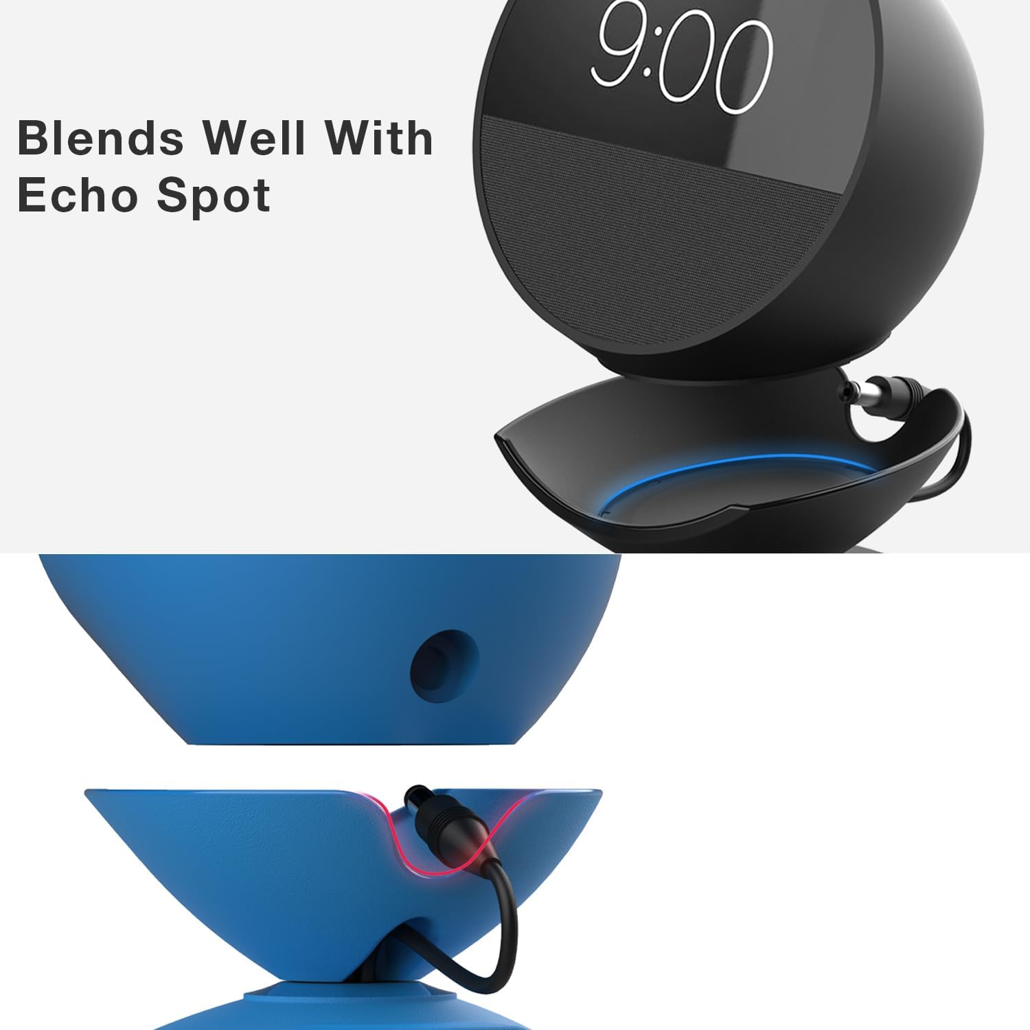 Charging Stand for Echo Spot with USB-C and USB-A Charging Ports for Multiple Devices, Echo Spot Stand Charging Station for iPhone Cellphones and Earbuds (Blue) - view 5