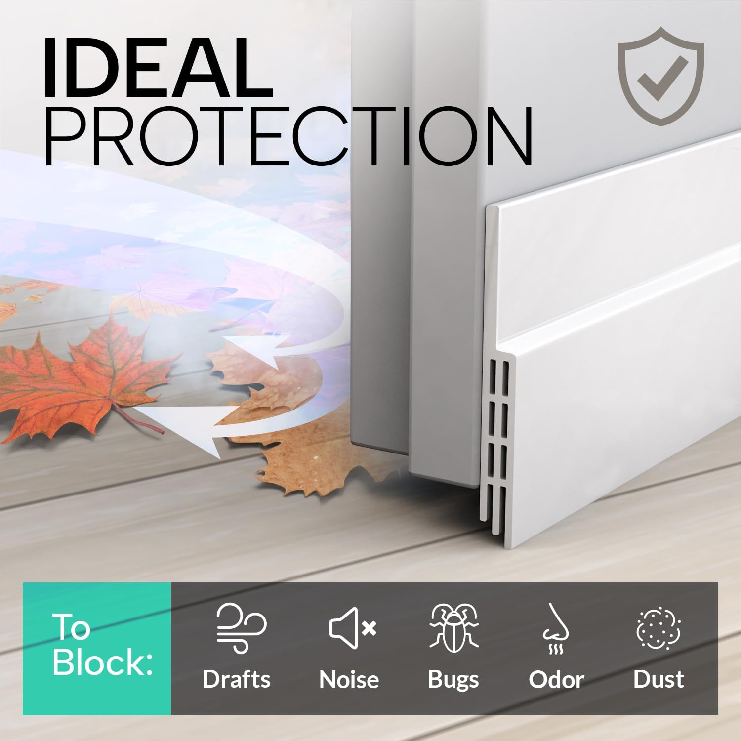 Door draft stopper for bottom of door - premium door sweep for bottom of door/weather stripping door seal (save energy – installs quickly and easily) door strip ideal for - view 3