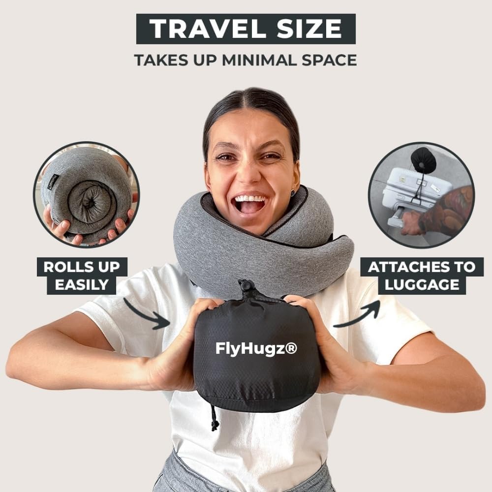 Neck travel pillow memory foam neck pillow for comfort on airplane compact and ergonomic design for travel, car rides, and home use ideal for adults and kids. - view 4