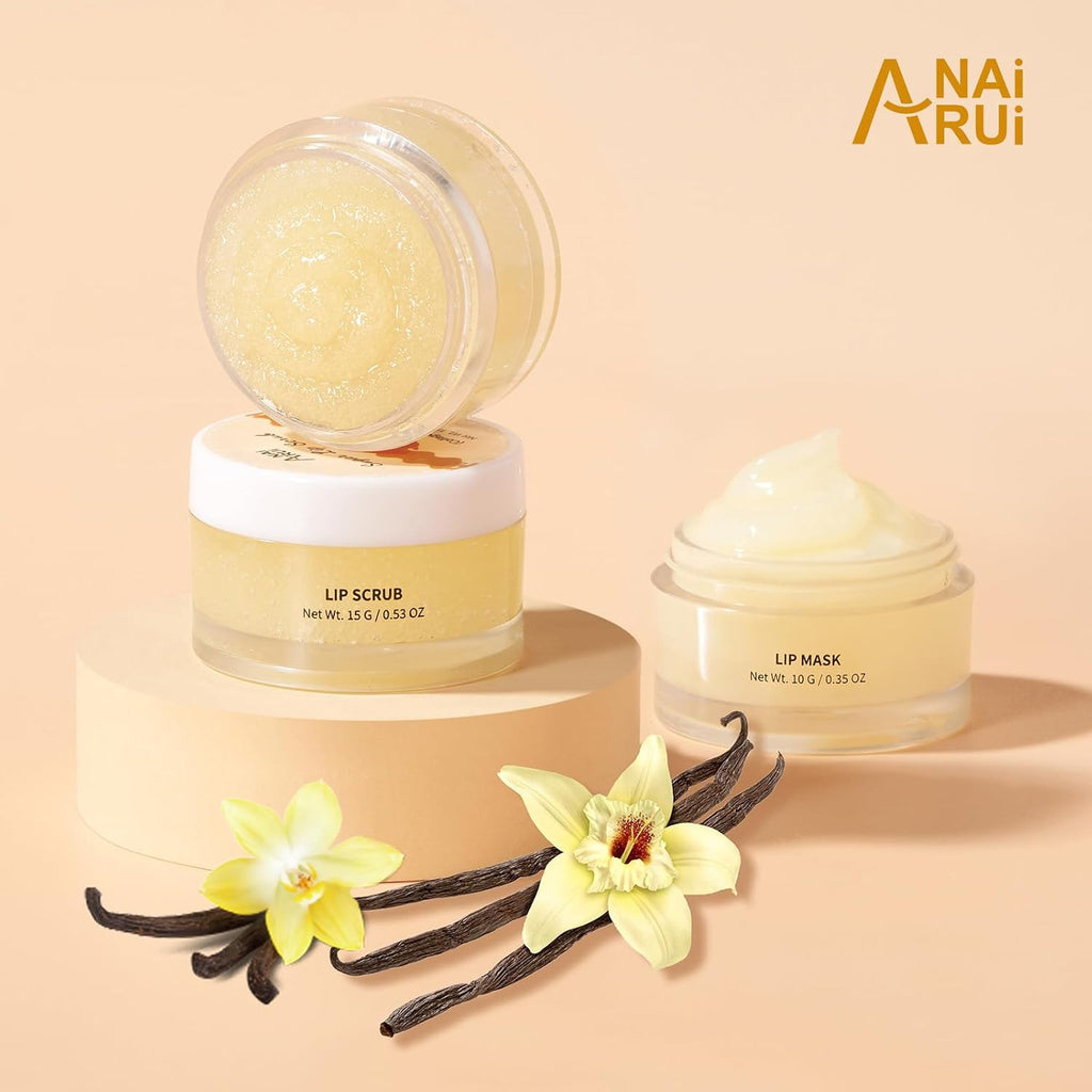 Lip Scrub & Lip Mask Set, Vanilla | Lip Sleeping Mask, Lip Exfoliator Scrub for Exfoliating, Lip Overnight Treatment, Lip Care Gift Kits for Dry, Chapped Lips - view 8