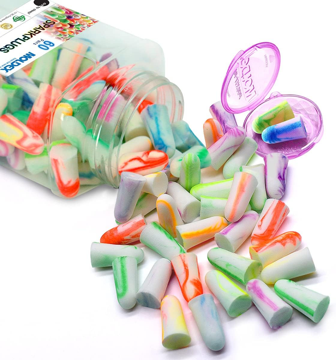 Soft foam earplugs softies ear plugs for sleeping, snoring, work, travel, shooting -33dB highest NRR made in USA (bottle pack, 60 pairs) - view 4