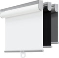 Cordless 100% blackout roller shades for windows, UV protection pull down shades, room darkening door blinds thermal insulated fabric for home office and bedroom (14" W x 72" H, White)
