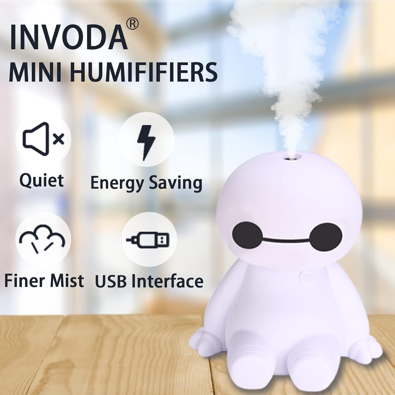 Humidifiers portable small cool mist humidifiers mini USB personal desktop for travel, car, office room, bedroom (white) - view 7
