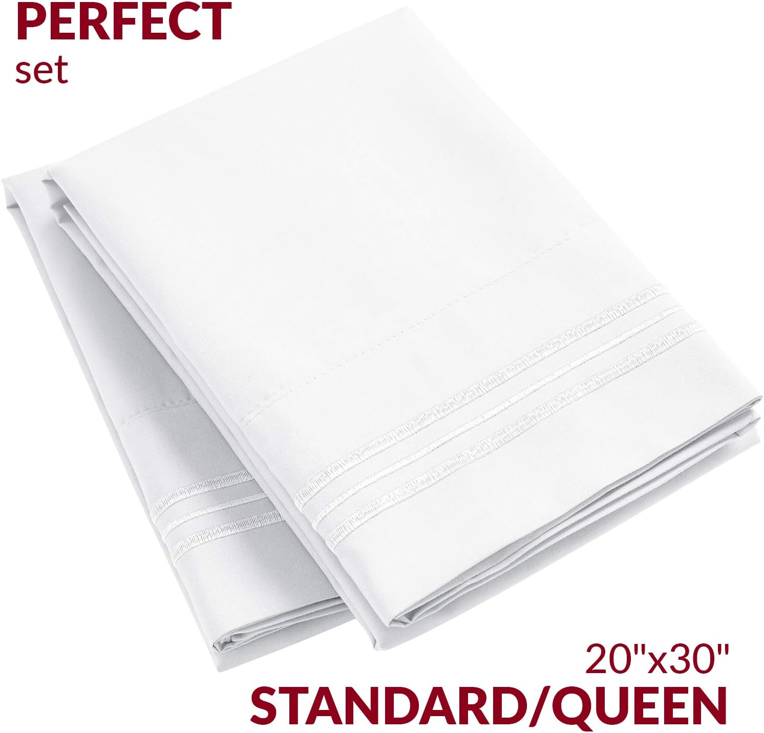 Pillow cases - luxury, extra soft | cooling pillow covers - 2 PC pillow cases - envelope closure (Standard/Queen 20" x 30", White) - view 2