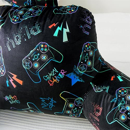 Kids Back Resting Pillow for Gaming Reading and Watching TV Bed Rest Wedge Backrest Pillow with Arms Back Support for Sitting Up in Bed Cushion Incline Rest Sleeping Pillow (Black-Gamer) - view 6