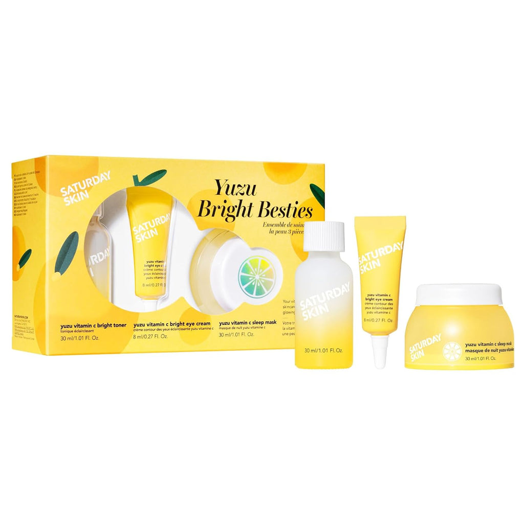 3-Piece Skin Care Set | Yuzu Vitamin C Sleep Mask & Yuzu Bright Toner & Eye Cream Korean Beauty Best Vitamin C Skincare Set