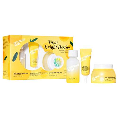 3-Piece Skin Care Set | Yuzu Vitamin C Sleep Mask & Yuzu Bright Toner & Eye Cream Korean Beauty Best Vitamin C Skincare Set