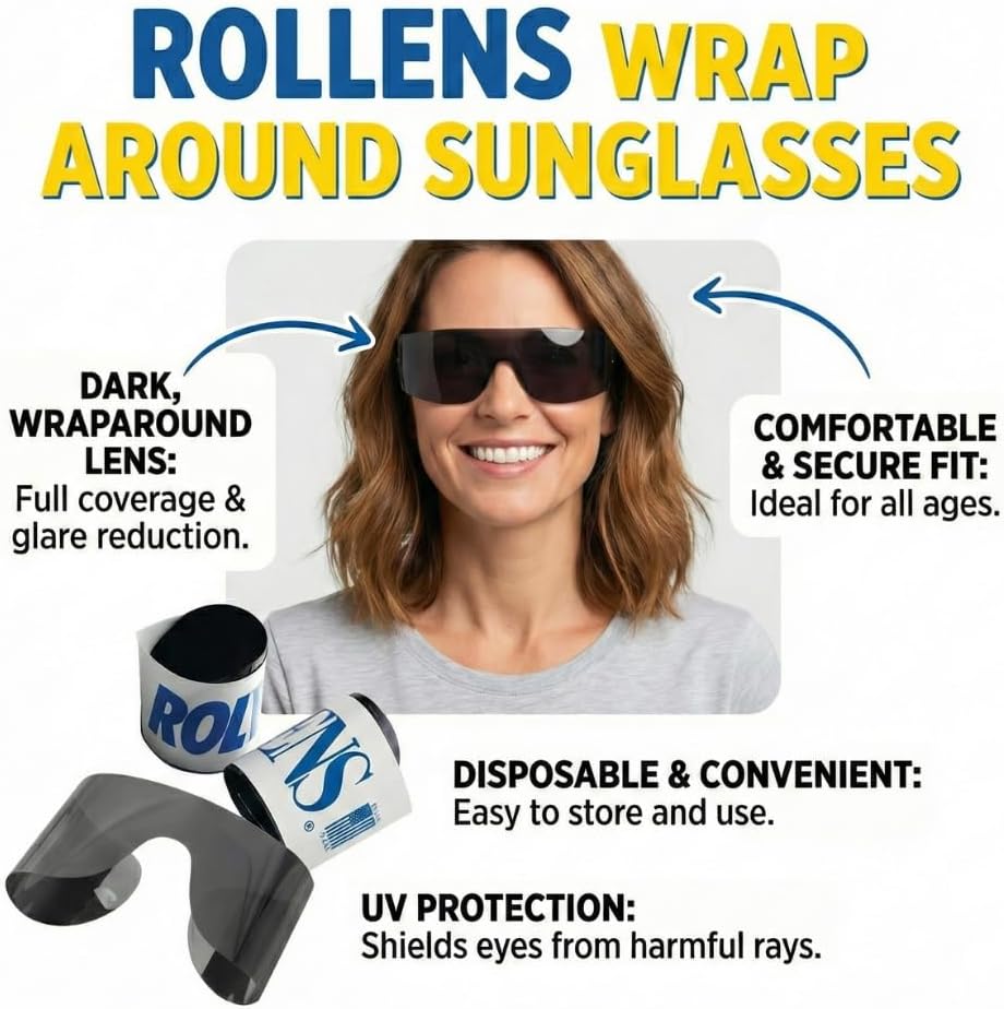 Post Mydriatic Roll Up Specs Disposable Wrap-Around Sunglasses w/ 100% UV Protection (100 Count) - Made in the USA | 100% UV Protection - view 4