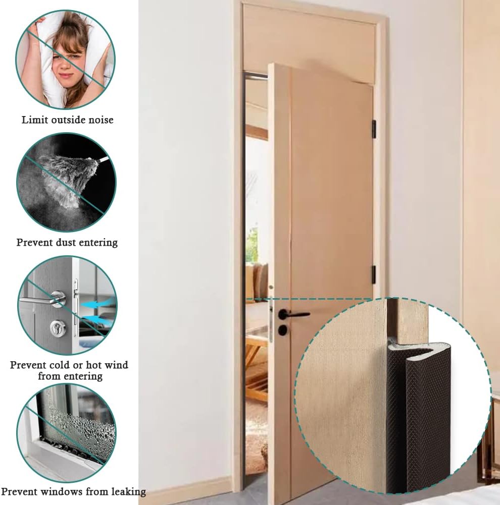 Kerf Weather Stripping for Door Seal Strip, 26 Ft, Brown | Q Foam Door Weatherstrip Seal, Front Door Seal Strip for Door Frame with Slot Card, Slot Installation, Easy Cut to Size - view 2