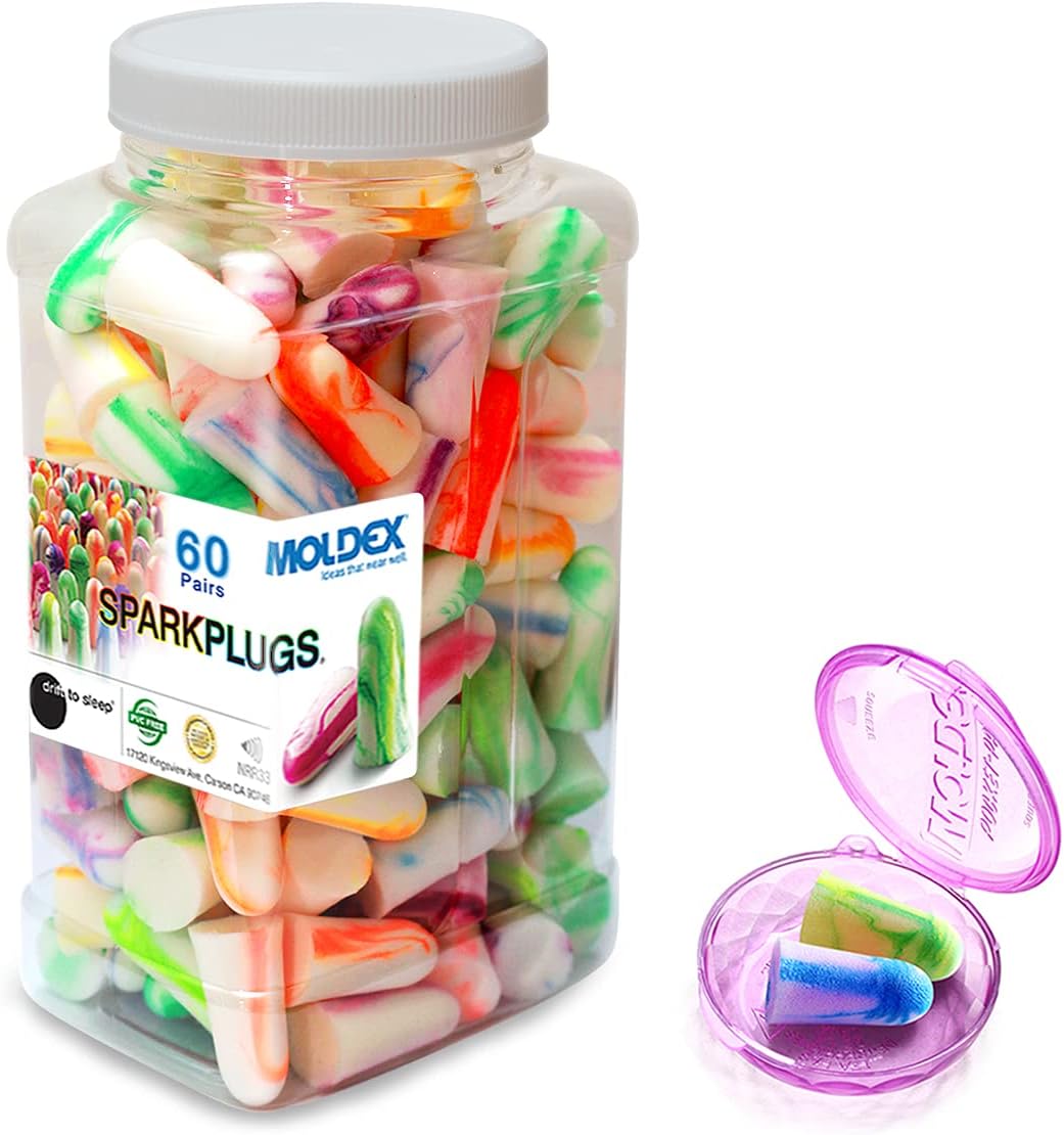 Soft foam earplugs softies ear plugs for sleeping, snoring, work, travel, shooting -33dB highest NRR made in USA (bottle pack, 60 pairs)