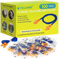 100 Pairs Silicone Ear Plugs for Noise Reduction, 25 dB NRR